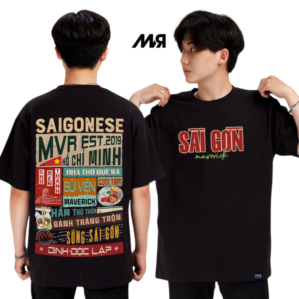 Áo thun unisex MVR hơn 63 tỉnh thành - SAIGONESE - SG ver 2 - Đen/ Trắng