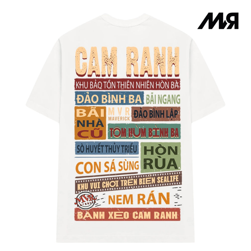 Áo thun unisex MVR hơn 63 tỉnh thành - CAM RANH - CR - Đen/ Trắng