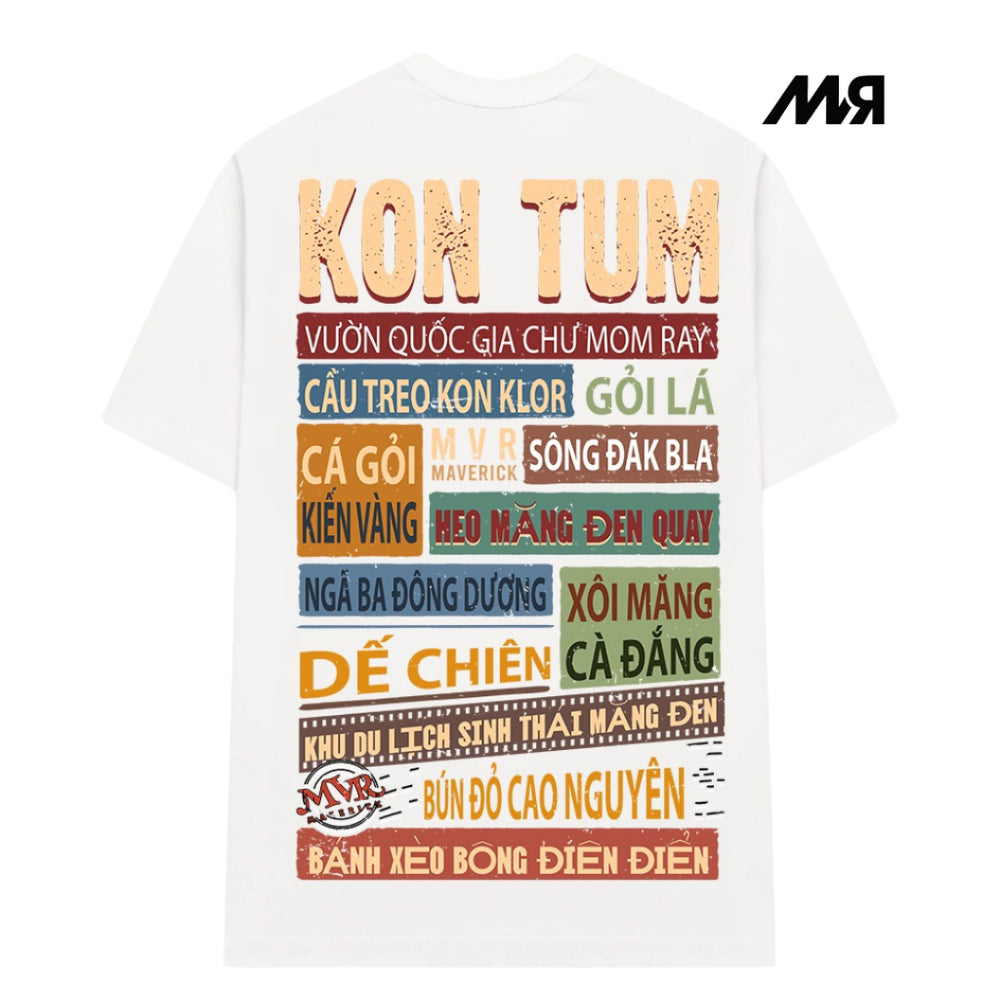 Áo thun unisex MVR hơn 63 tỉnh thành - KON TUM - KT - Đen/ Trắng