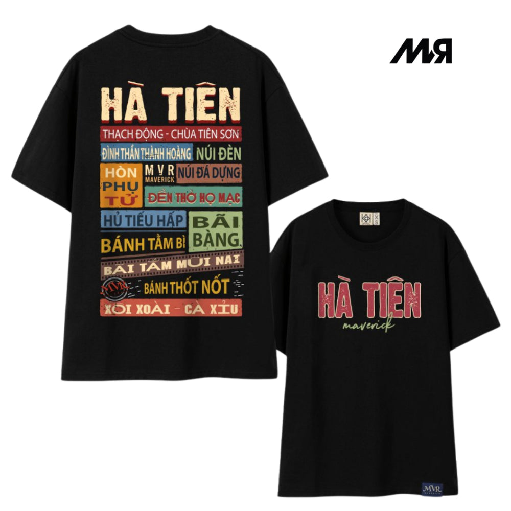 Áo thun unisex MVR hơn 63 tỉnh thành - HÀ TIÊN - HT - Đen/ Trắng