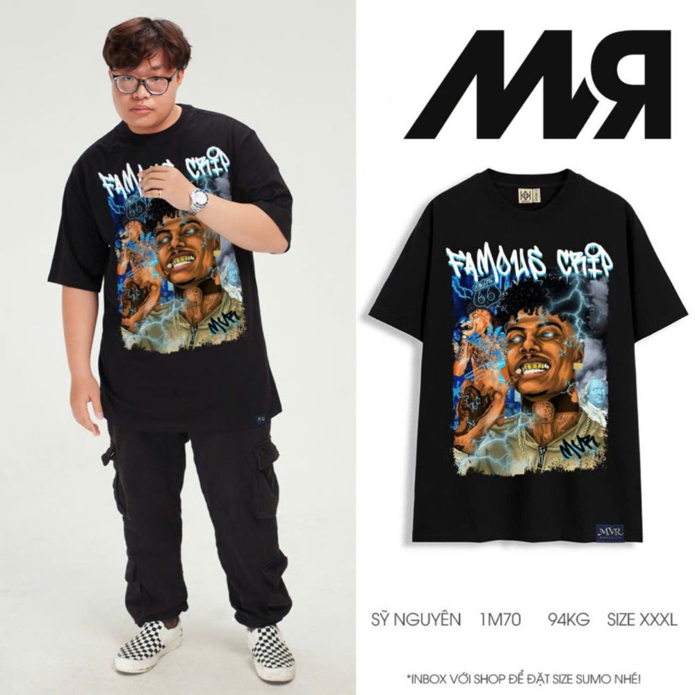 ÁO THUN MVR UNISEX - HIPHOP FAMOUS - ĐEN/ TRẮNG